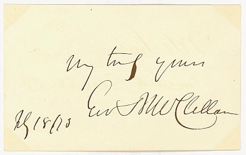 POST WAR SIGNATURE - GEN. GEORGE B. MCCLELLAN — Horse Soldier