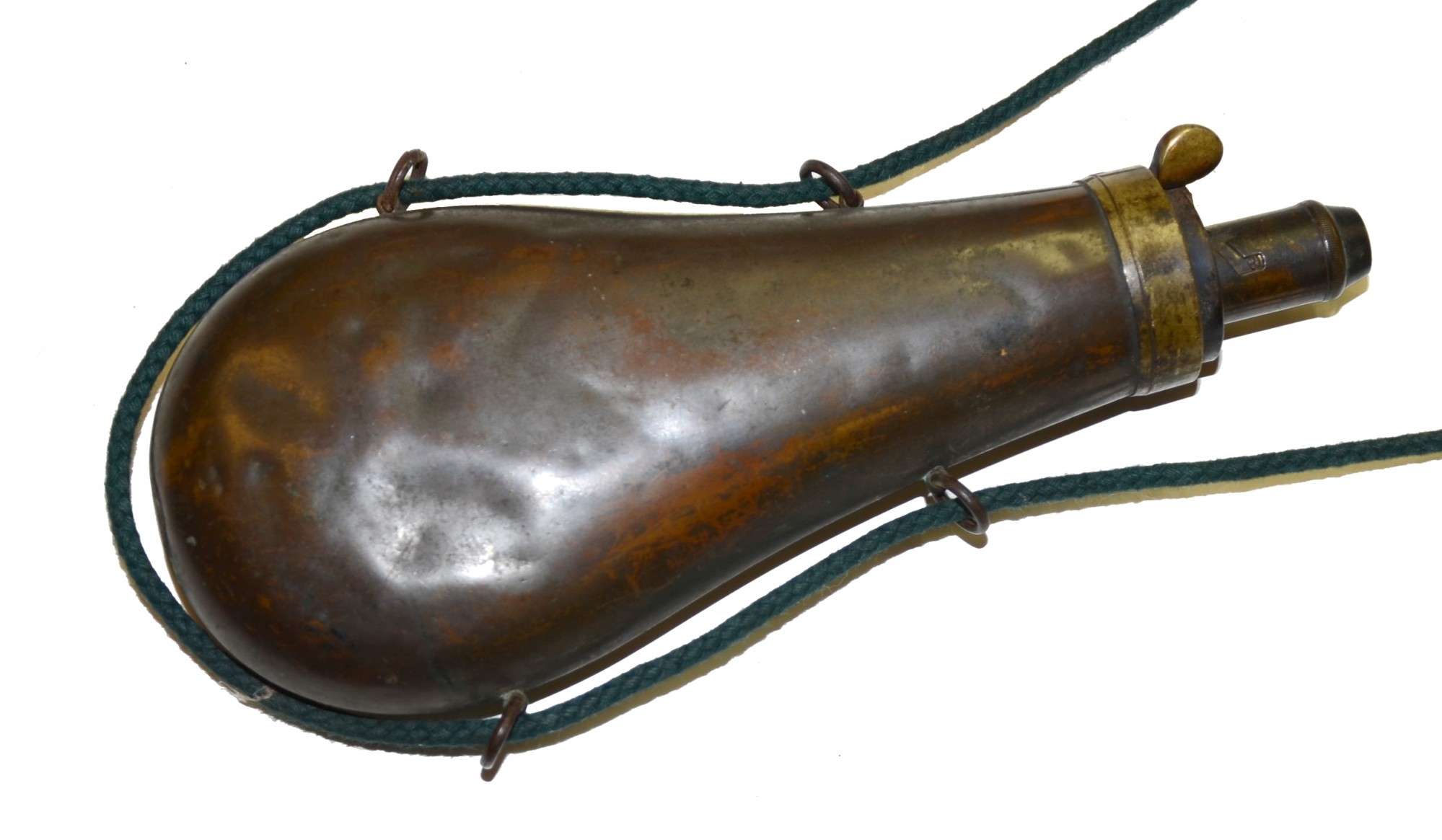 19TH CENTURY BRASS POWDER FLASK — Horse Soldier