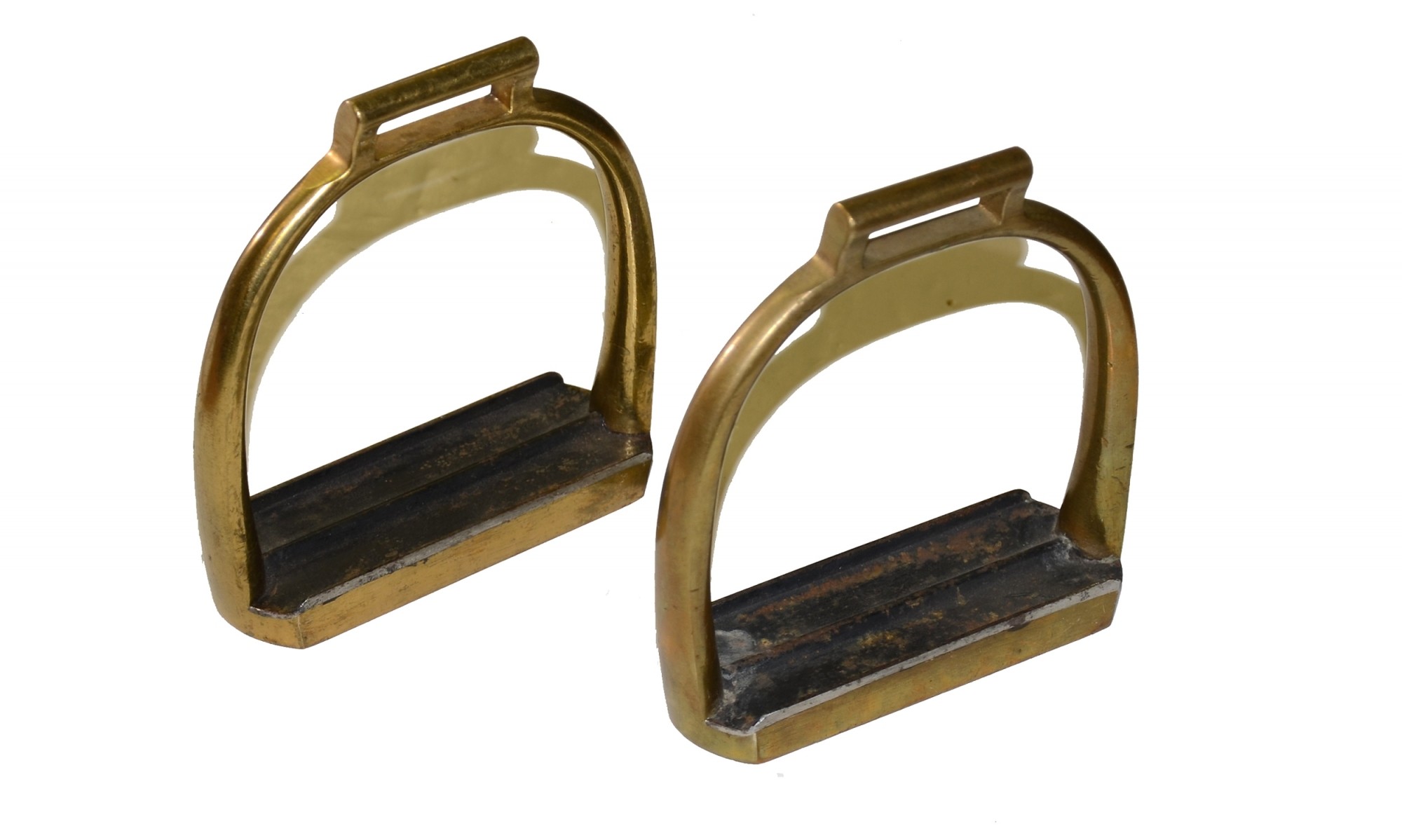 HANDSOME PAIR OF HEAVY BRASS ARTILLERY STIRRUPS Horse Soldier