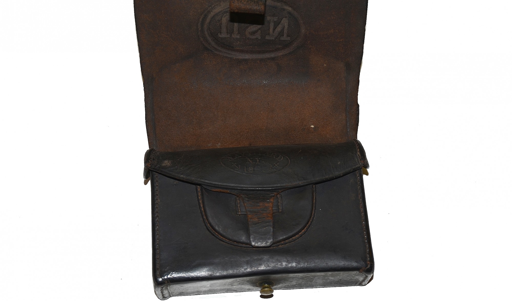 CIVIL WAR US NAVY CARTRIDGE BOX, DATED 1861 — Horse Soldier