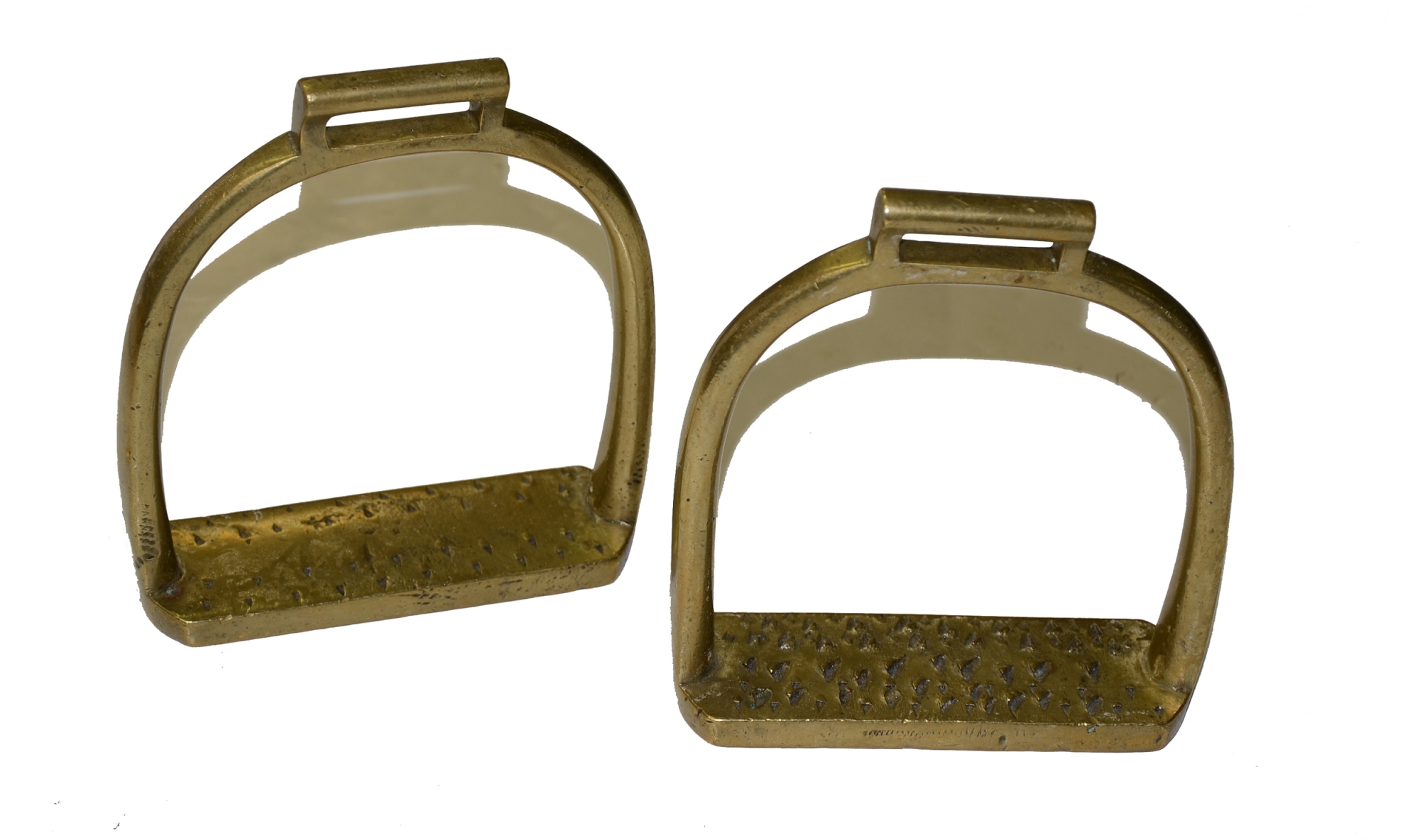 PAIR OF ARSENAL MADE & MARKED BRASS STIRRUPS — Horse Soldier