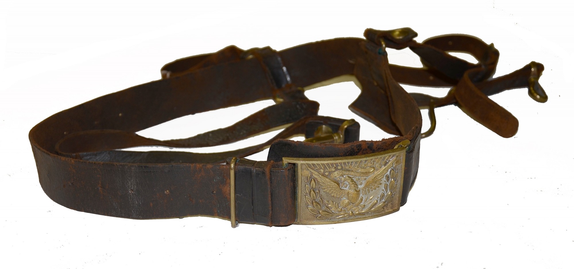 Civil War Us Model 1851 Cavalry Officers Sword Belt With Plate — Horse