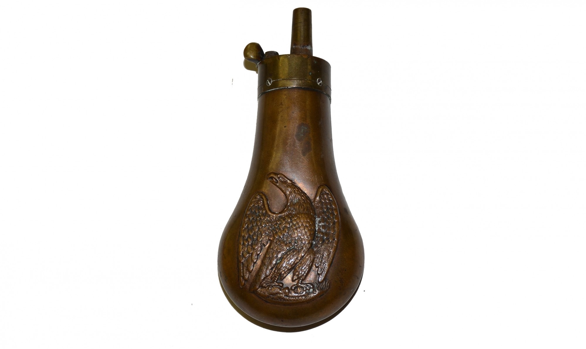 EARLY COLT TYPE EAGLE POWDER FLASK — Horse Soldier