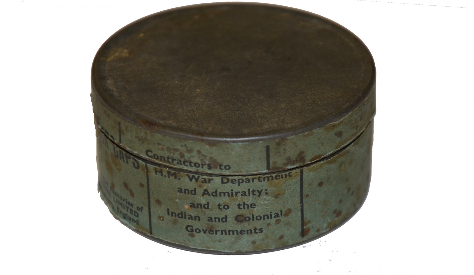 TIN OF BRITISH PERCUSSION CAPS — Horse Soldier