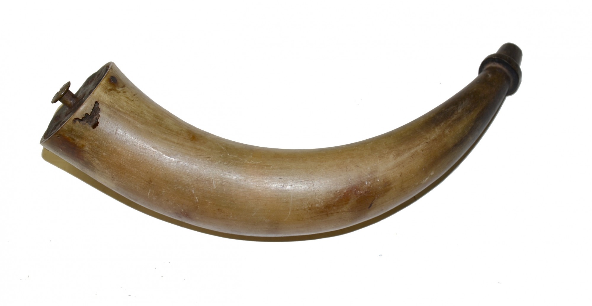 POWDER HORN WITH HAND FORGED NAILS — Horse Soldier