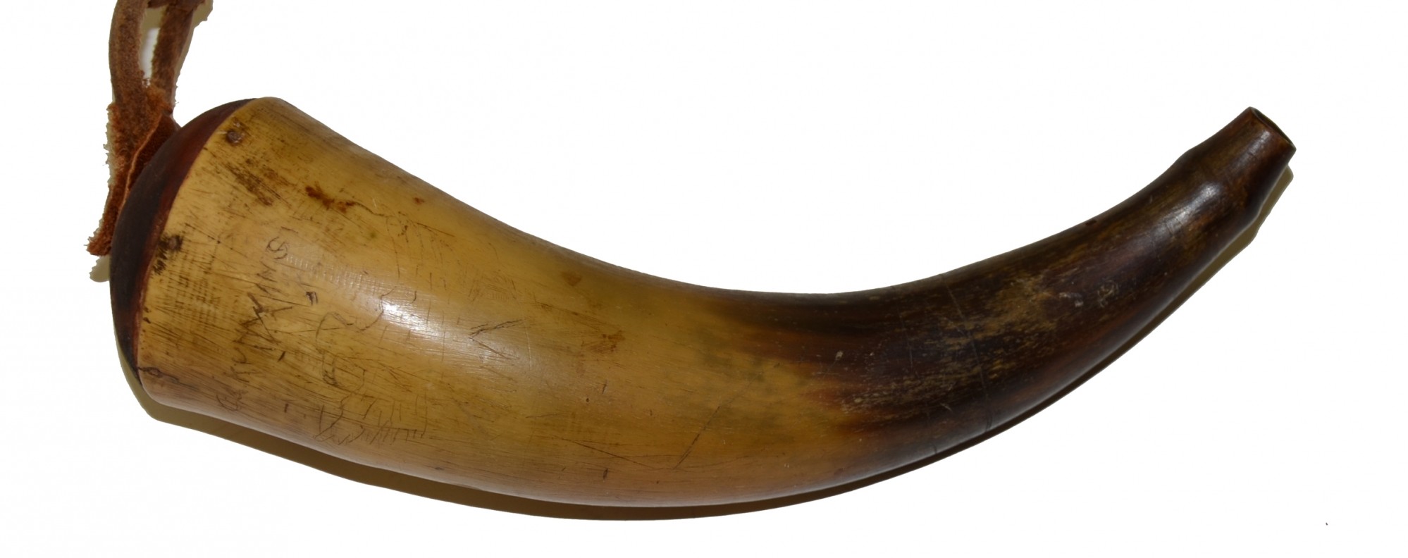 POWDER HORN WITH ETCHINGS — Horse Soldier