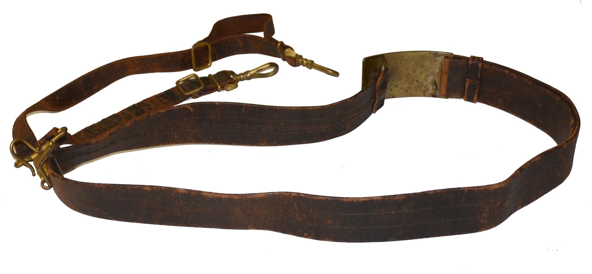 CIVIL WAR OFFICER’S SWORD BELT PLATE ON AN INDIAN WAR BELT — Horse Soldier