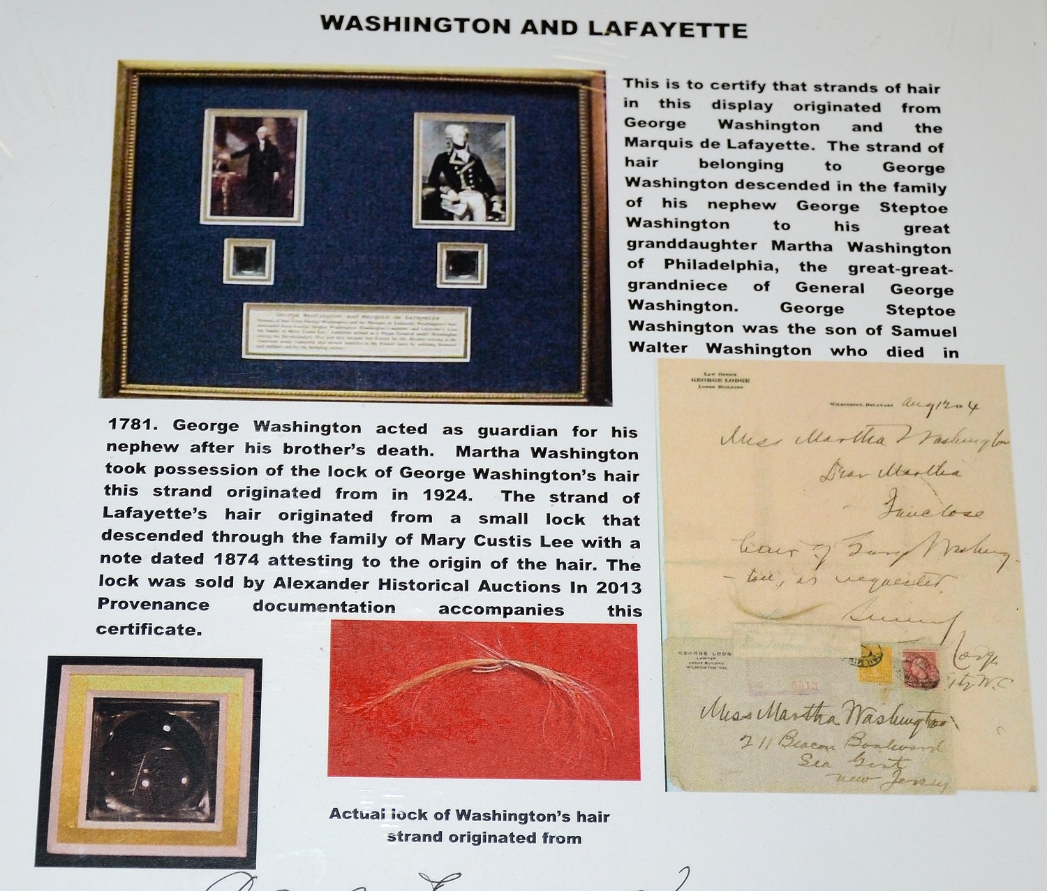 Strands Of Hair From George Washington And The Marquis De Lafayette