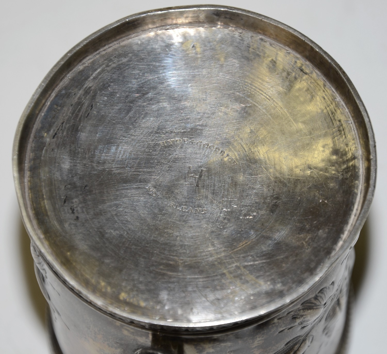 COIN SILVER CUP BY HYDE & GOODRICH, NEW ORLEANS — Horse Soldier