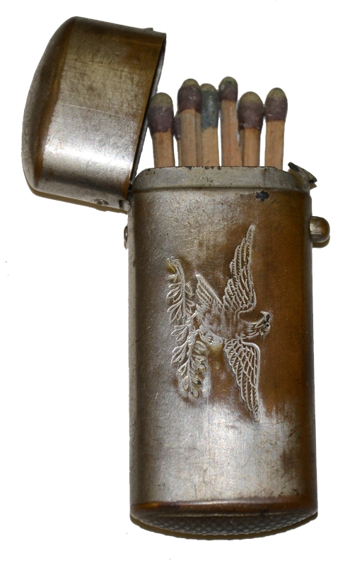 CIVIL WAR ERA BRASS MATCH SAFE WITH EAGLE — Horse Soldier