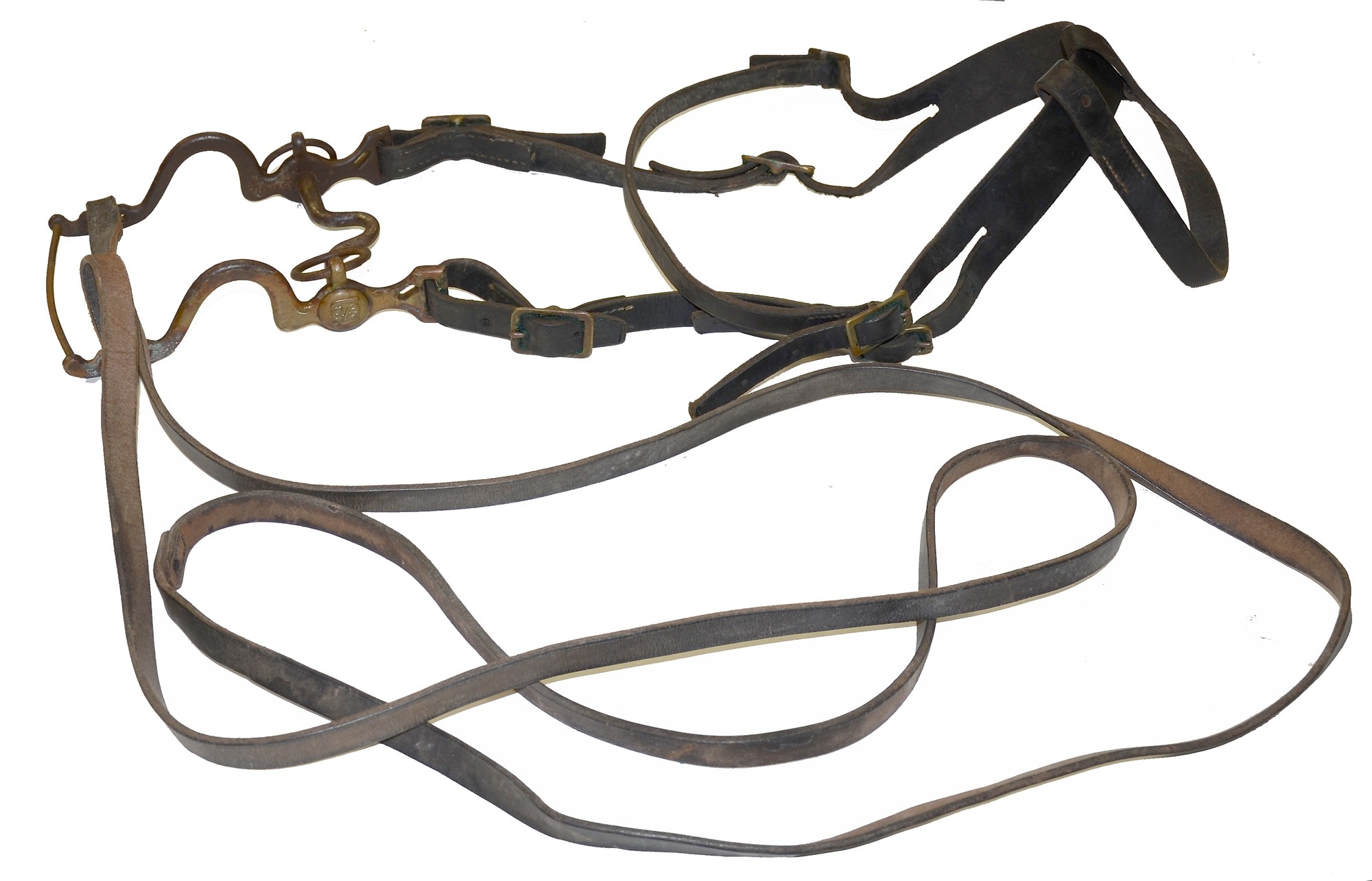 MODEL 1863 BRASS-FACED ARTILLERY BIT WITH REINS AND HEADSTALL — Horse ...