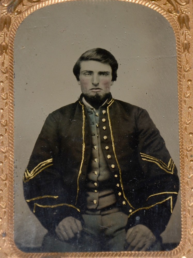 EIGHTH PLATE TINTYPE OF 15TH PENNSYLVANIA CAVALRY CORPORAL — Horse Soldier