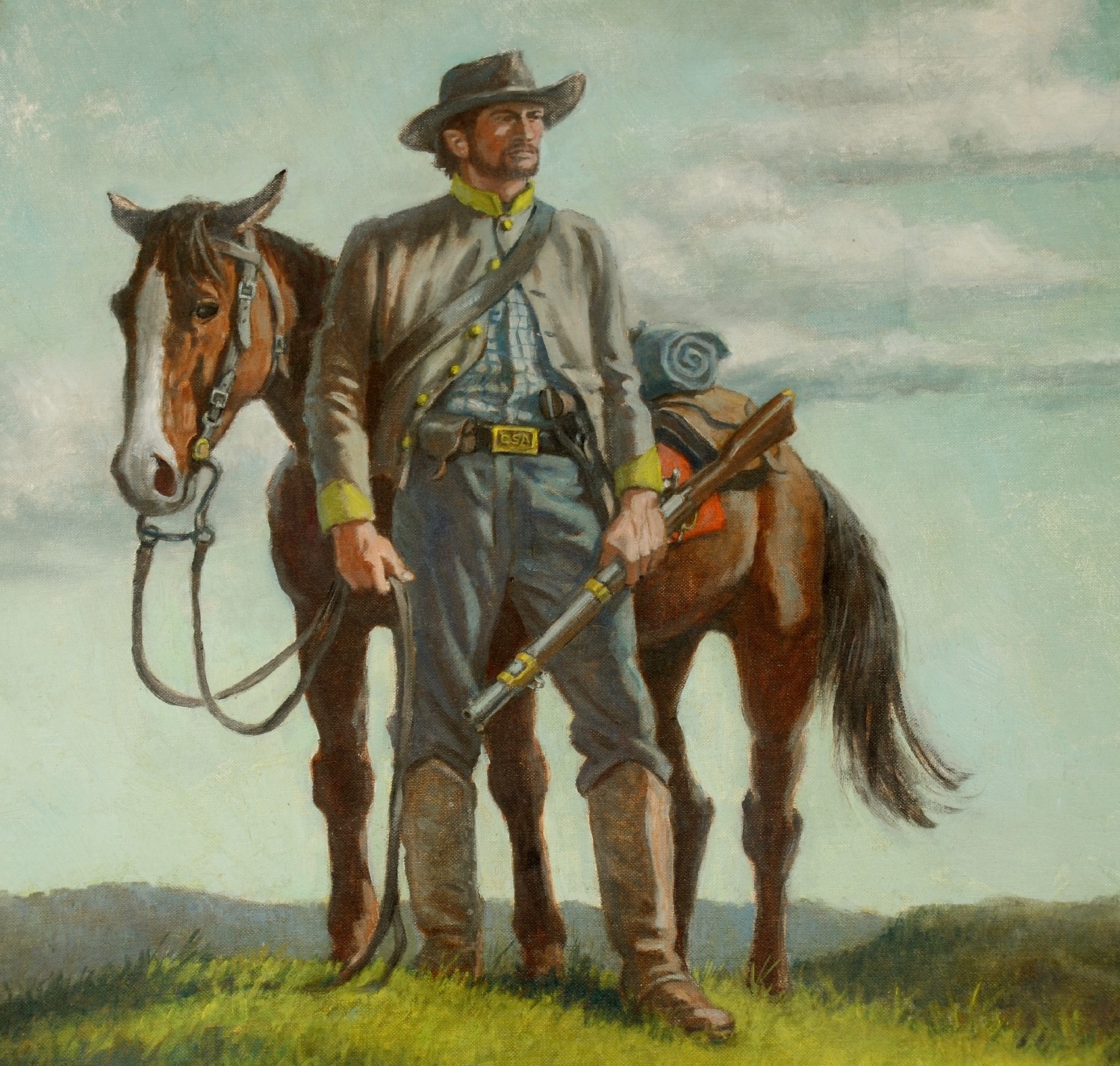 PAINTING OF A CONFEDERATE CAVALRYMAN BY FAMED SUPERMAN / BATMAN ARTIST ...