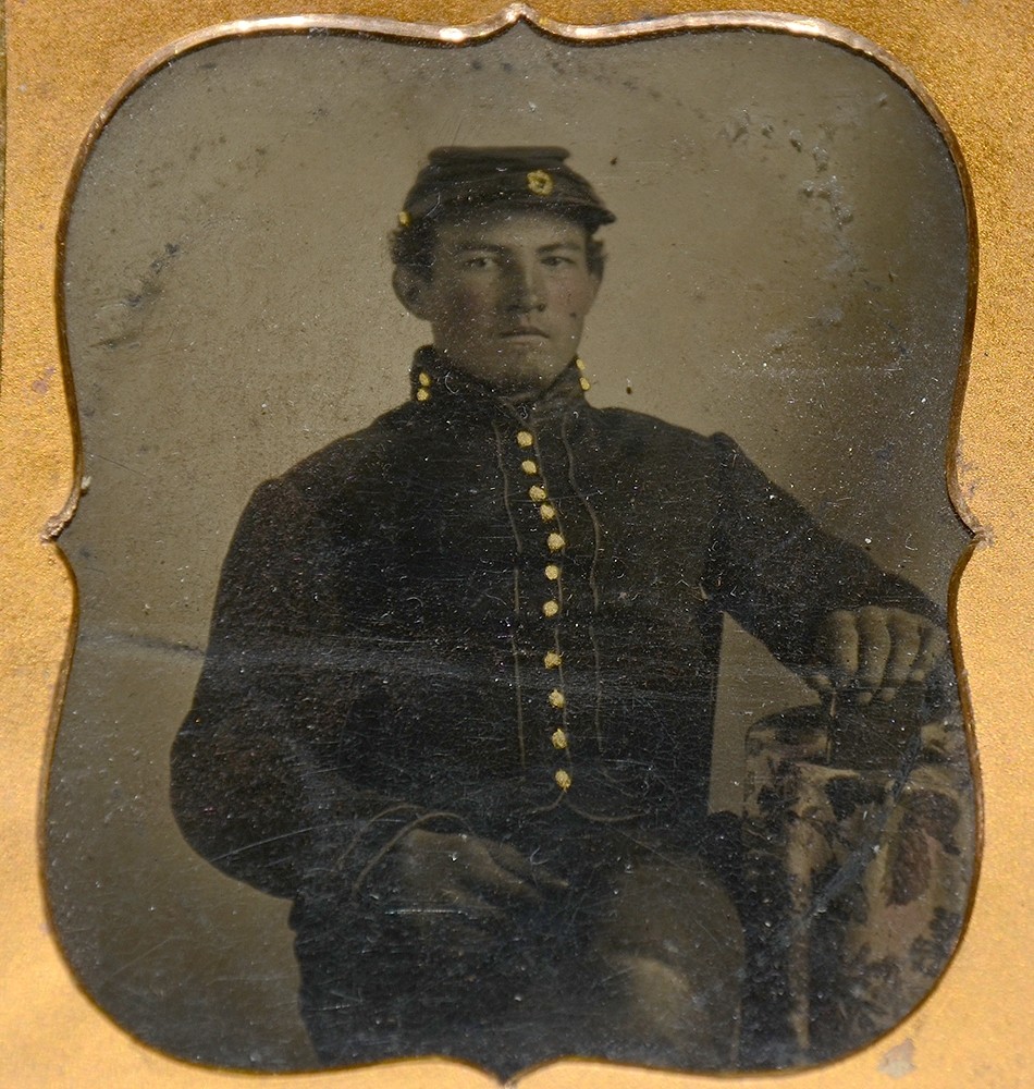 UNIDENTIFIED SIXTH PLATE TINTYPE OF 15TH PENNSYLVANIA CAVALRY SOLDIER ...