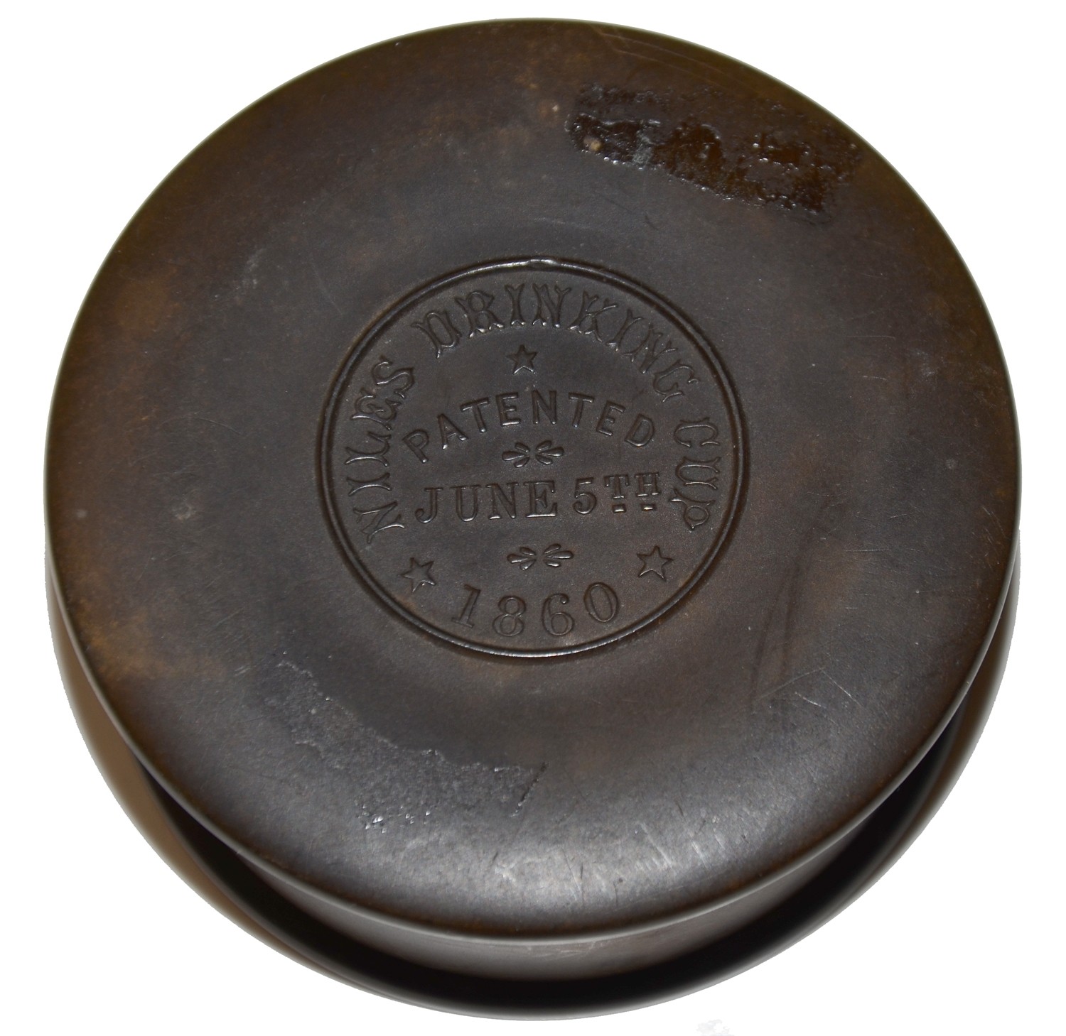 CIVIL WAR HARD RUBBER COLLAPSIBLE CUP WITH LID — Horse Soldier