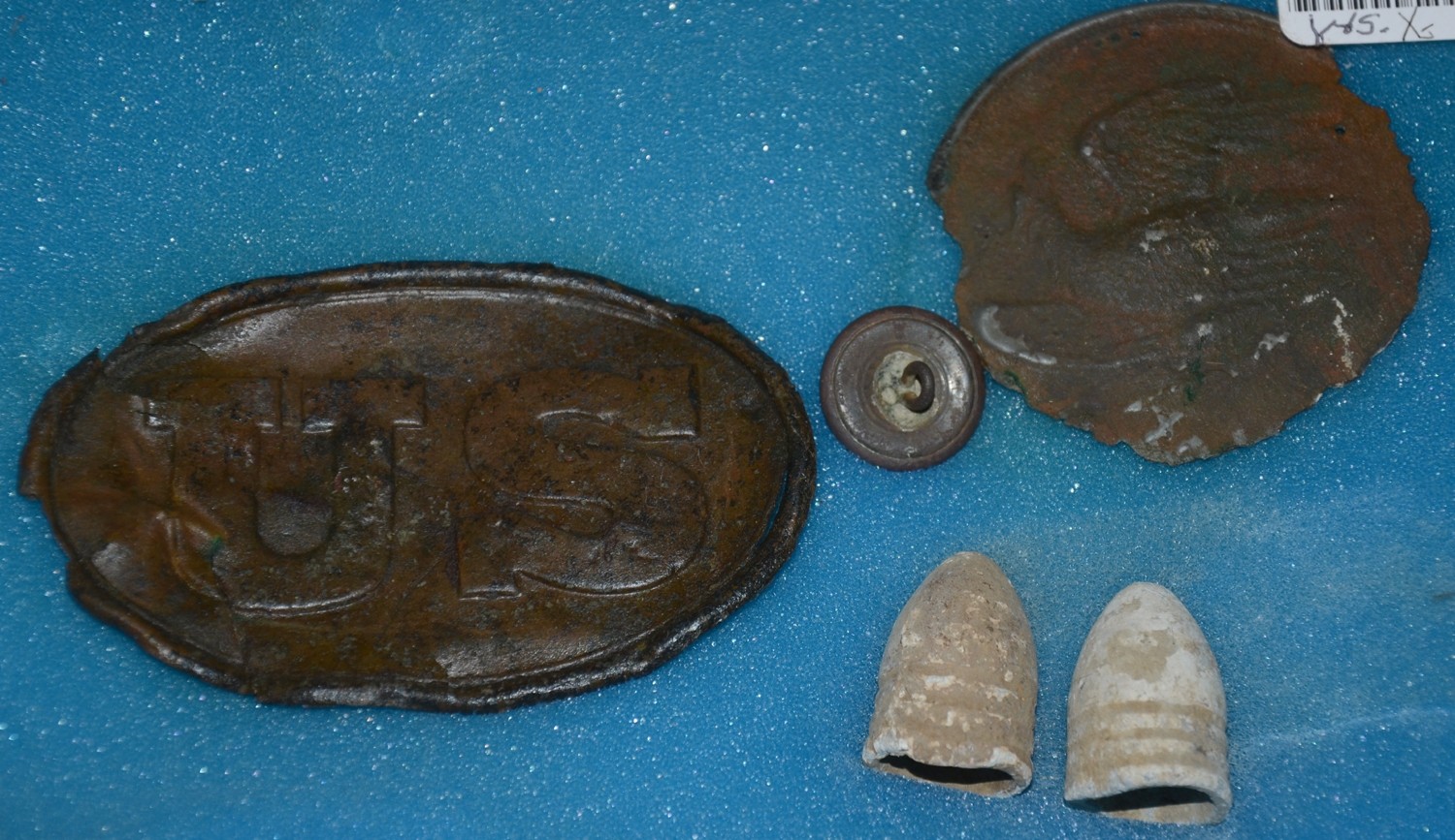 GROUPING OF CIVIL WAR RELICS RECOVERED BY GREG CLOUSE AT GETTYSBURG ...