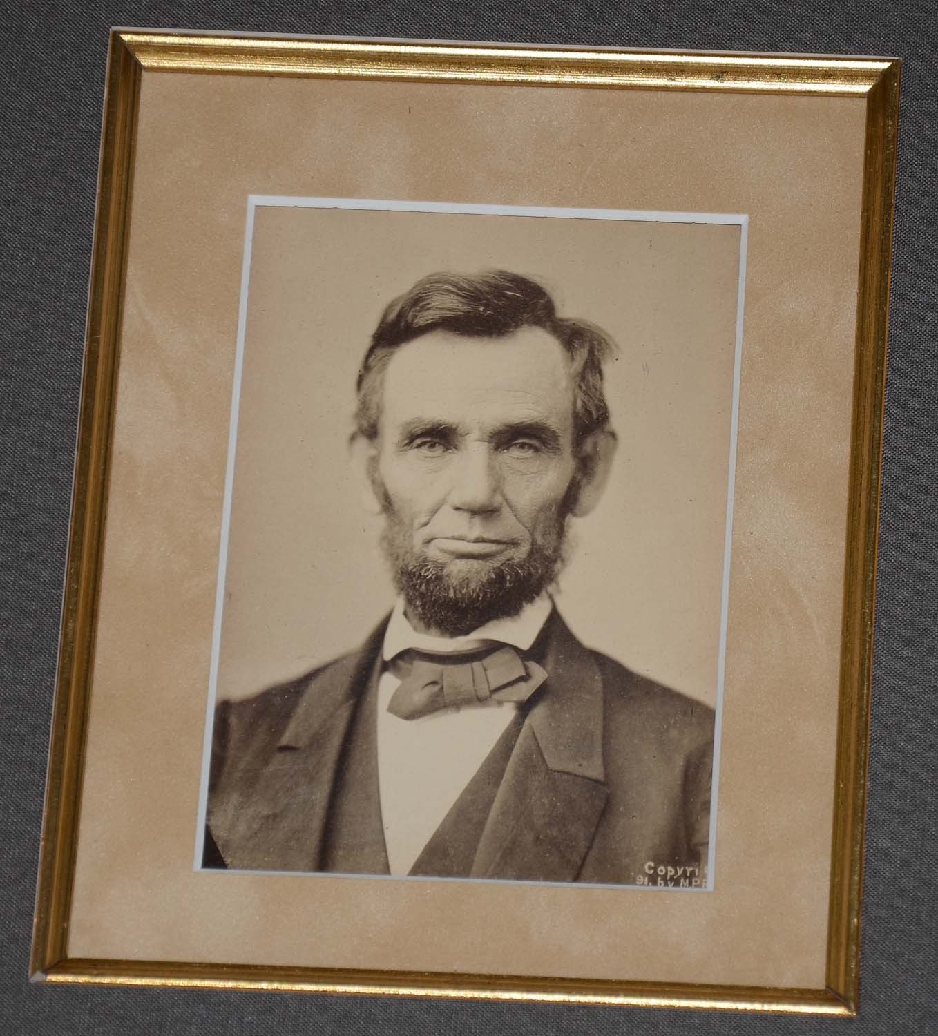 NICELY FRAMED CABINET CARD PHOTOGRAPHS OF LINCOLN AND GRANT — Horse Soldier