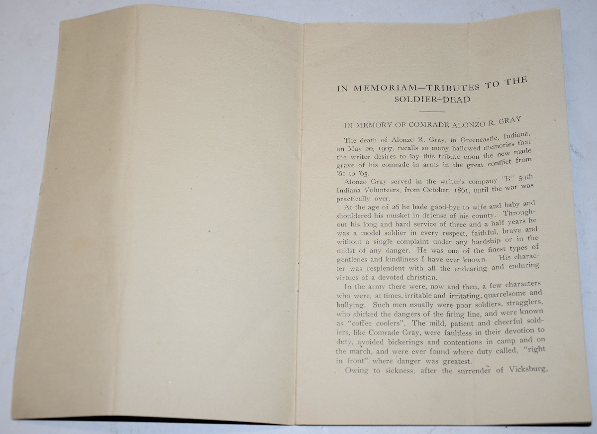 59th Indiana Veterans Pamphlet Printed For Their 1907 Reunion — Horse 