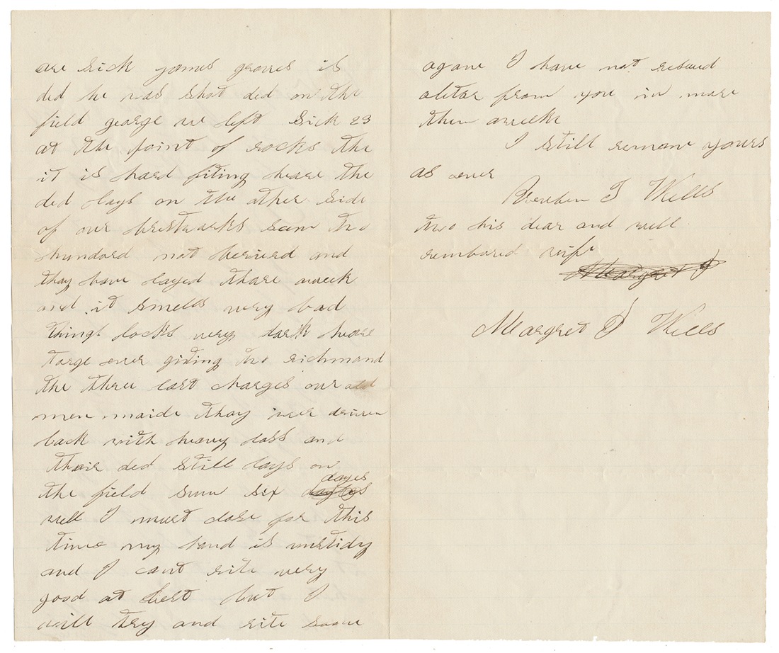 UNION SOLDIER LETTER—PRIVATE REUBEN T. WELLS, C0. “E”, 115TH NEW YORK ...