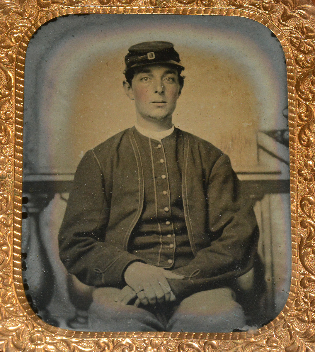 BIRNEY ZOUAVE, 23rd PENNSYLVANIA, SIXTH PLATE AMBROTYPE — Horse Soldier