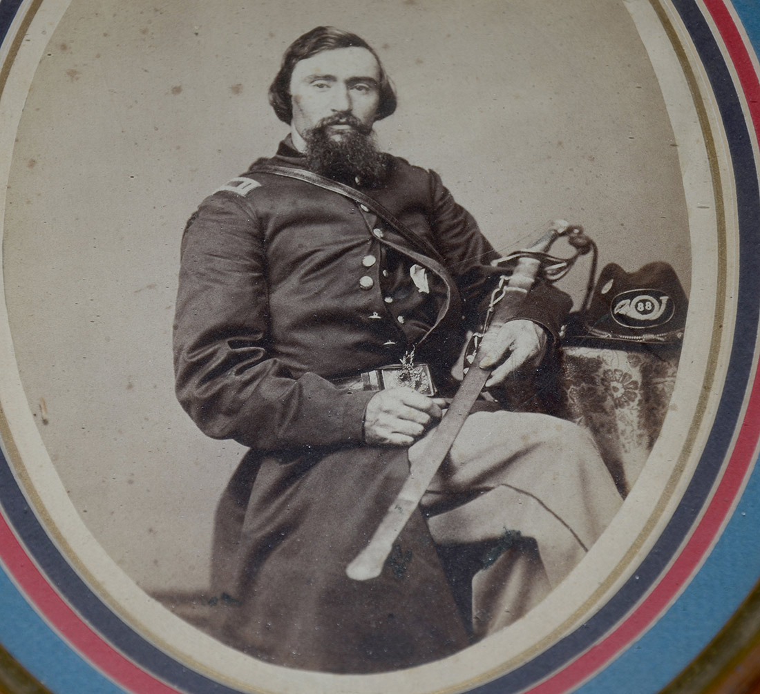 OVAL ALBUMEN OF UNIDENTIFIED 88TH PENNSYLVANIA OFFICER — Horse Soldier