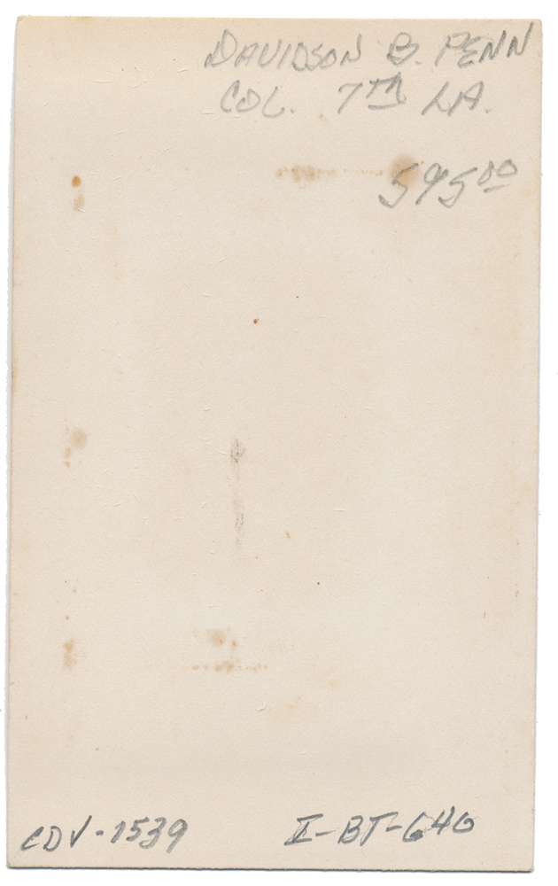 CDV OF COLONEL DAVID B. PENN, 7TH LOUISIANA INFANTRY — Horse Soldier