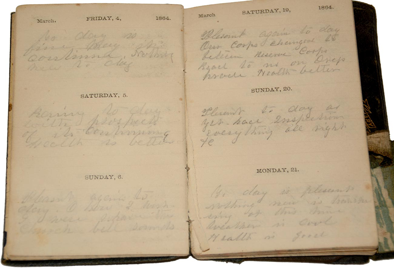 1864 SOLDIER POCKET DIARY - SERGEANT LEROY TERRY, 121ST NEW YORK ...