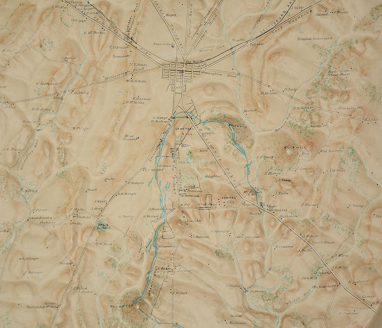 C1950 S TOPOGRAPHICAL RELIEF MAP OF GETTYSBURG Horse Soldier   185269 