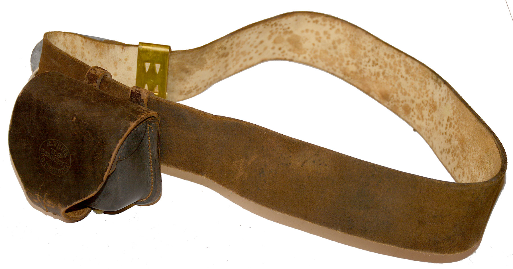 MINTY US PATTERN 1839 BELT PLATE ON BUFF LEATHER BELT WITH MAKER MARKED ...