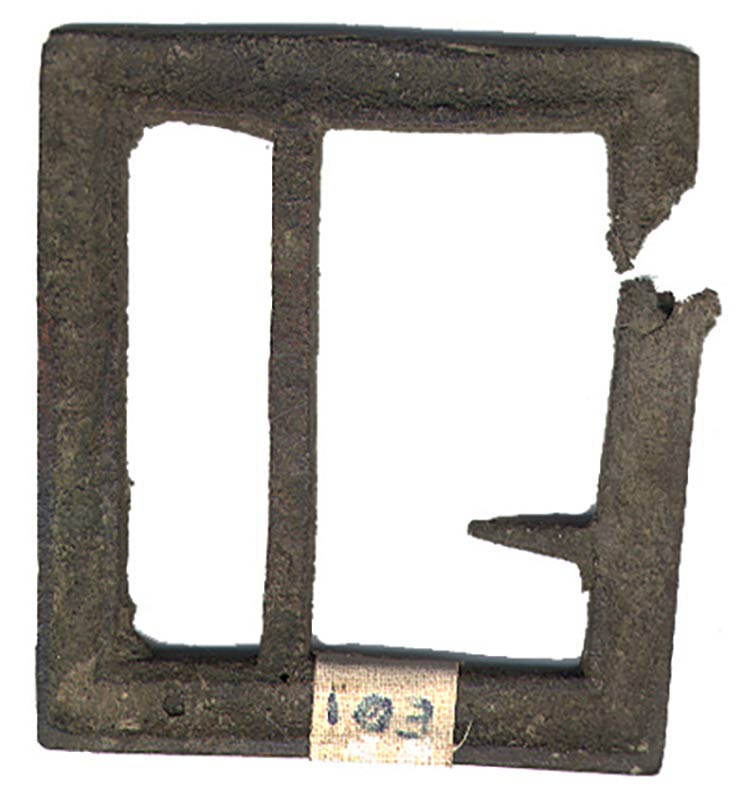 EXCAVATED CONFEDERATE STATES CIVIL WAR “GUTTER-BACK” FRAME BUCKLE”  RECOVERED BY BILL GAVIN — Horse Soldier