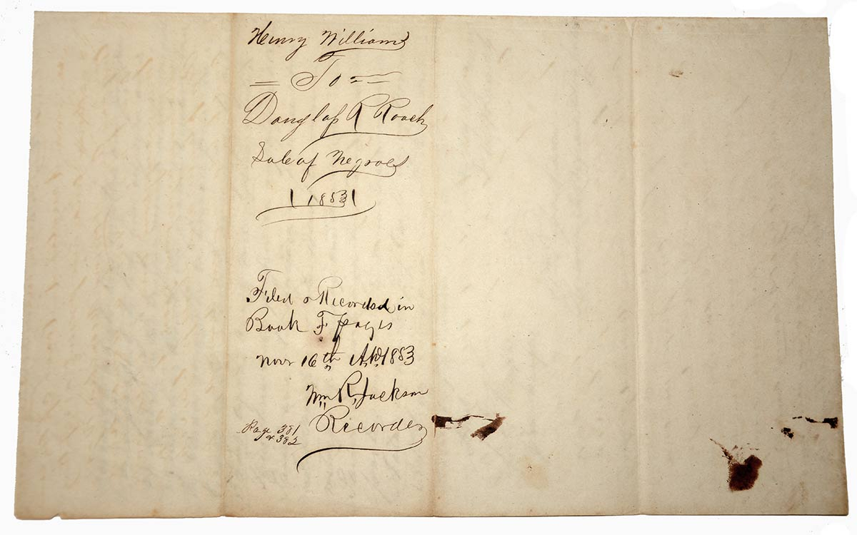 SLAVE DOCUMENT - MANUSCRIPT BILL OF SALE, PARISH OF DE SOTO, LOUISIANA ...