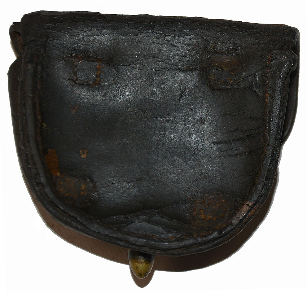 EARLY BATTLEFIELD PICK-UP PERCUSSION CAP POUCH WITH OLD NOTE — Horse ...