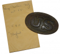 RELIC U.S. ENLISTEDMAN’S CARTRIDGE BOX PLATE MARKED “E. GAYLORD” FROM KENTUCKY, RECOVERED BY SYD KIRKSIS