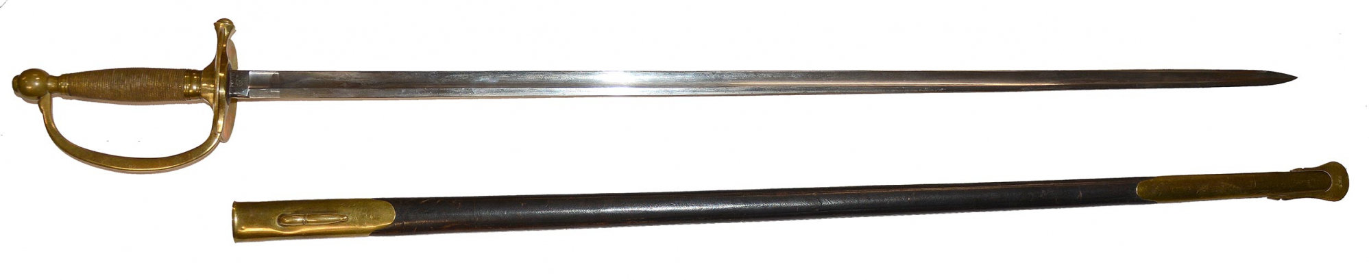 AMES MODEL 1840 NCO SWORD WITH SCABBARD DATED 1864