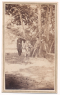 NICE OUTDOOR SCENE -- CDV OF OFFICERS SITTING UNDER TREES