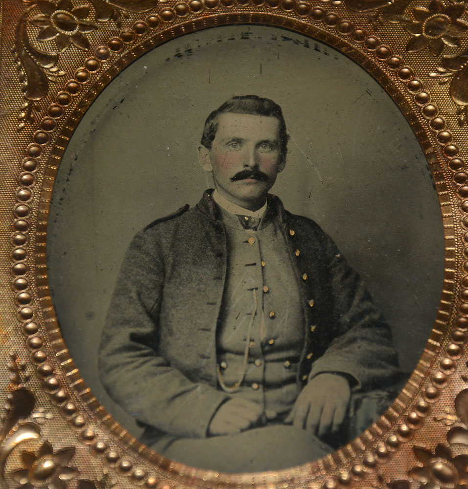 1/4-PLATE TINTYPE OF UNIDENTIFIED CONFEDERATE SOLDIER