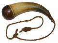 CLASSIC YORK COUNTY POWDER HORN WITH A CIVIL WAR VETERAN’S HAT CORD 
