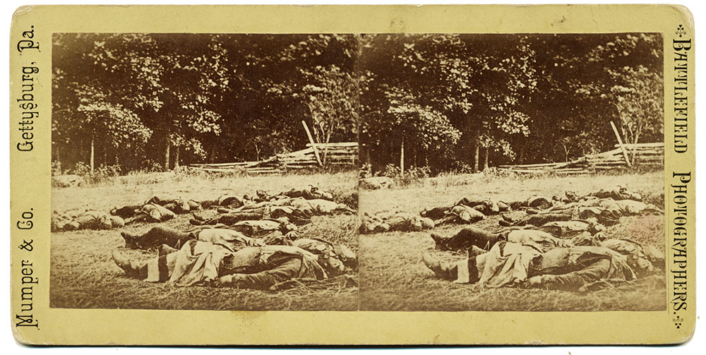 MIS-LABELED MUMPER & CO. STEREOVIEW OF CONFEDERATE DEAD ON THE ROSE FARM