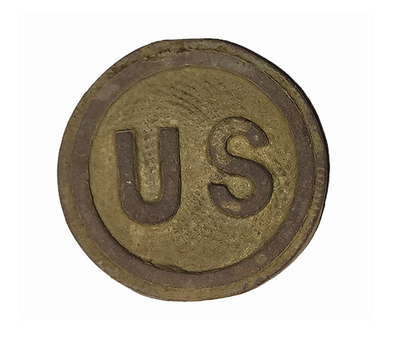 CARVED BRASS BRIDLE ‘BOSS’ a.k.a. ROSETTE FOR A CIVIL WAR CURB BIT FROM EAST CAVALRY FIELD, GETTYSBURG 