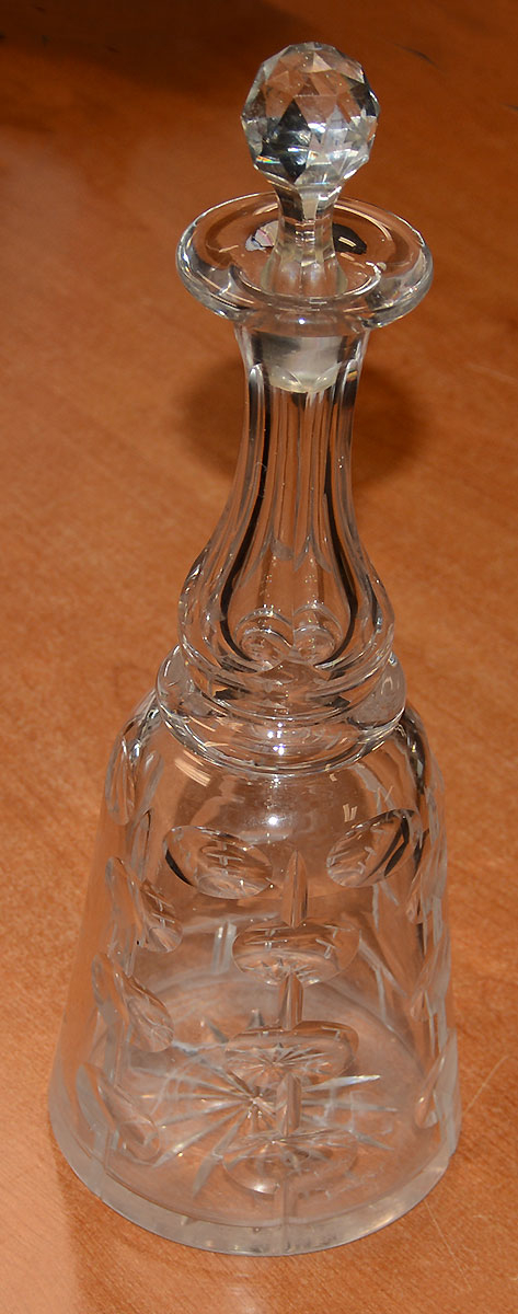 HEAVY GLASS DECANTER C. 1851-1859, MADE BY DORFLINGER GLASS CO.  