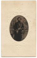 TINTYPE IN CDV MOUNT OF UNIDENTIFIED UNION NAVY ENSIGN