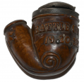 CIVIL WAR CARVED PIPE WITH CHICKAMAUGA BATTLE HONOR PRESENTED BY CAPT. PETER HAND 24th ILLINOIS TO CAPT. FERDINAND BOLTZ, 88th INDIANA