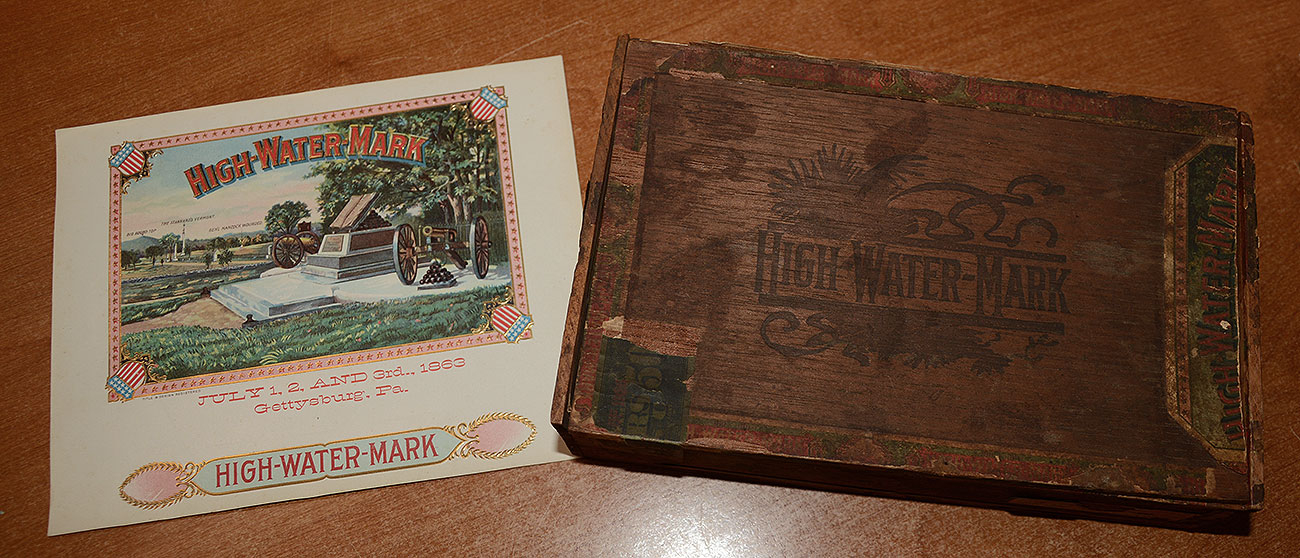 GETTYSBURG HIGH WATER MARK WOOD CIGAR BOX