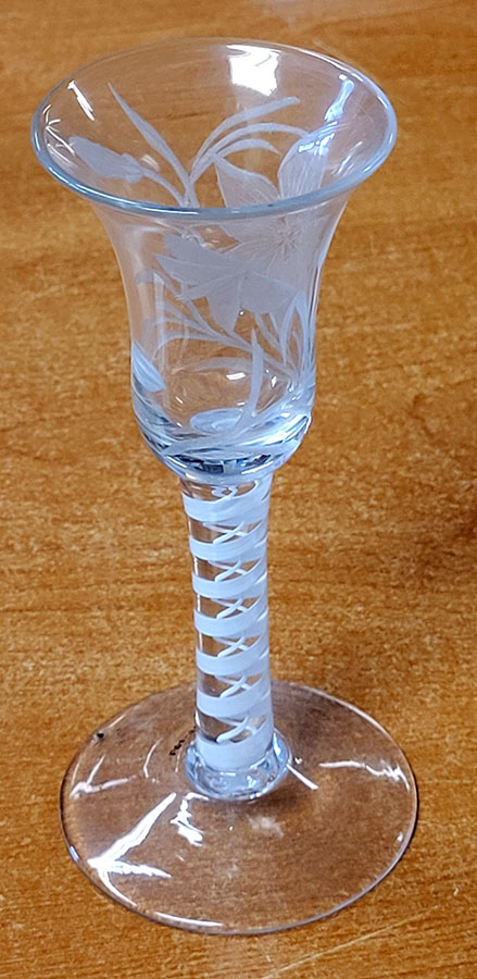 CIRCA 1755 – 1780 OPAQUE TWIST STEM WINE GLASS