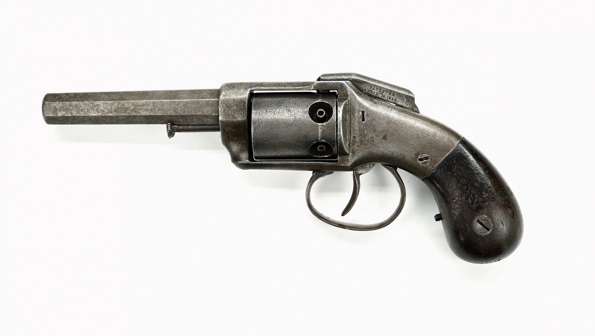 ALLEN AND WHEELOCK BAR HAMMER TRANSITIONAL PEPPERBOX REVOLVER, FLAYDERMAN: “VERY, VERY SCARCE”