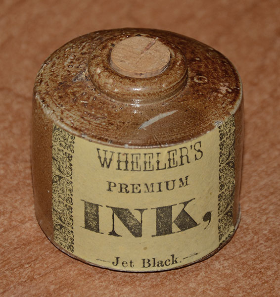 CIVIL WAR ERA CLAY INKWELL WITH MAKER’S LABEL