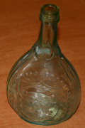 AQUA UNION A.R.S. MASONIC EAGLE CALABASH BOTTLE C1860s