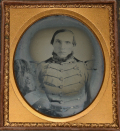 SIXTH-PLATE DAGUERREOTYPE OF MILITIA SOLDIER WITH SHAKO