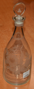 LOVELY ANTIQUE ETCHED DECANTER WITH FLORAL DESIGN