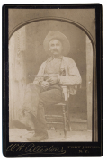 CLASSIC CABINET CARD PHOTO OF COWBOY WITH COLT